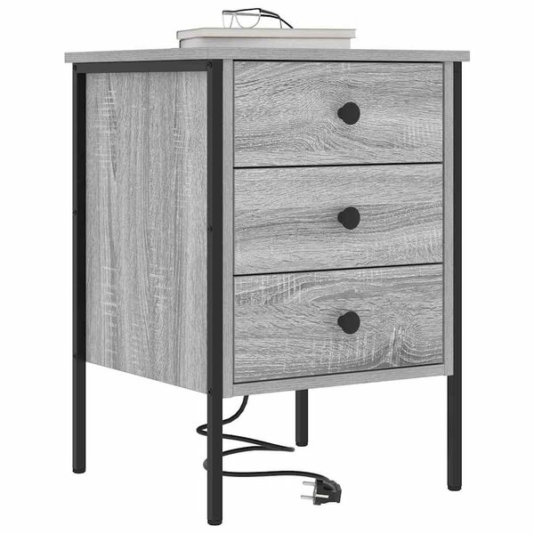 vidaXL Bedside Cabinet with Drawer 2 pcs Grey Sonoma 42 x 41 x 61 cm