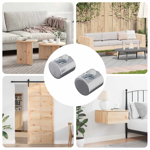 vidaXL Barrel Nuts 2 pcs Silver M6 x 12 mm (Thread Diameter x H) Metal