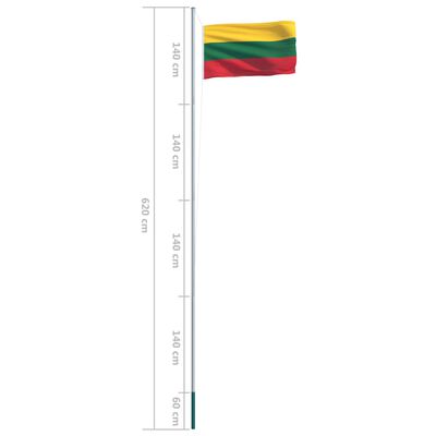 vidaXL Lithuania Flag and Pole Aluminium 6.2 m