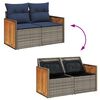 vidaXL 7 Piece Garden Sofa Set with Cushions Black Poly Rattan Acacia