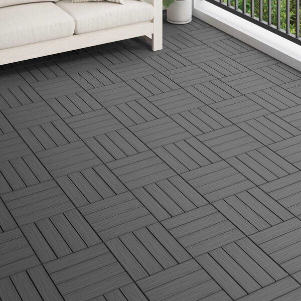 vidaXL Decking Tile 3D Design 11 pcs Black 30 x 30 cm WPC