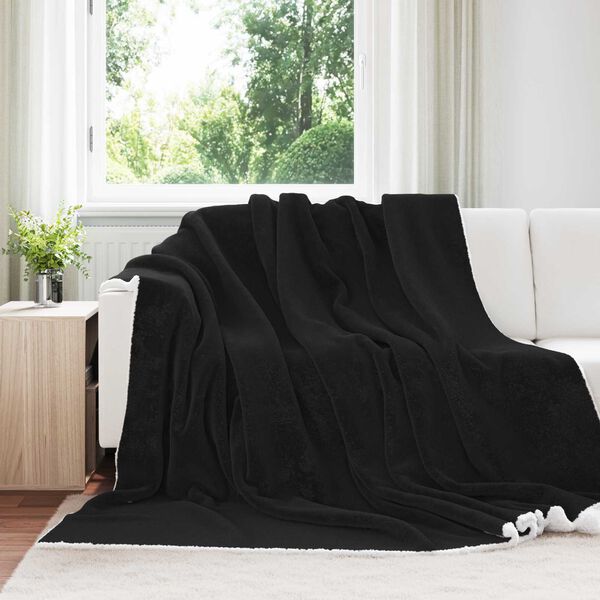 vidaXL Throw Blanket Black 220 x 240 cm Fleece