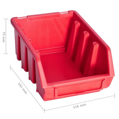 vidaXL 103 Piece Storage Bin Kit with Wall Panels Red and Black