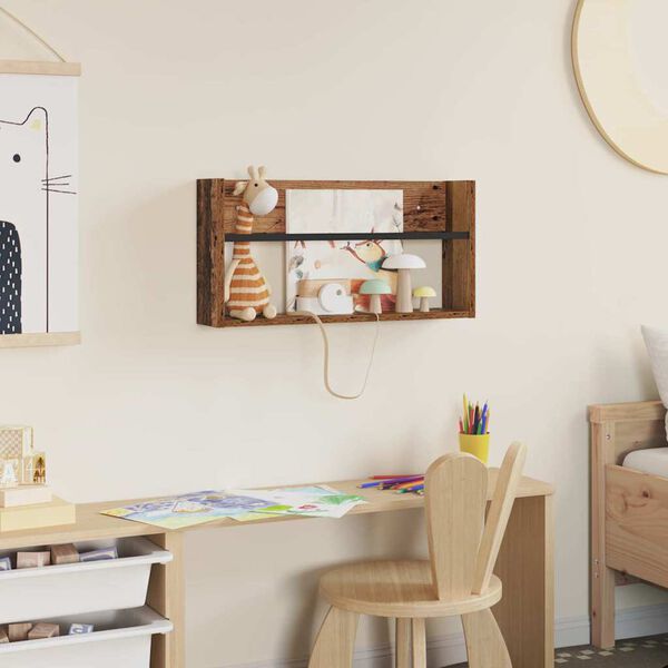 vidaXL Magazine Rack Old Wood 60 x 12 x 30 cm Engineered Wood