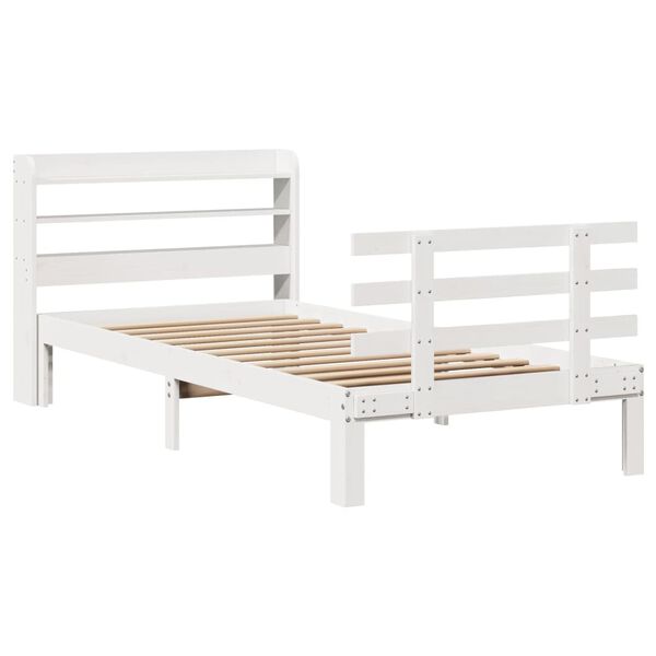 vidaXL Bed Frame with Headboard without Mattress White 90x190 cm Single