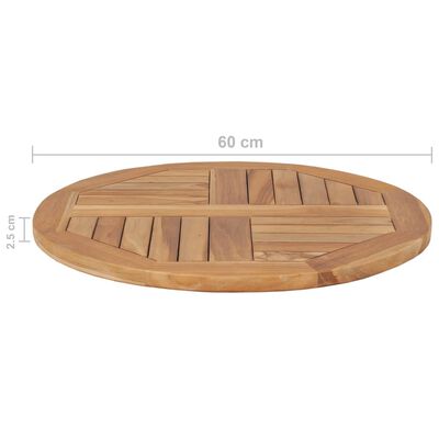 vidaXL Table Top Solid Teak Wood Round 2.5 cm 60 cm