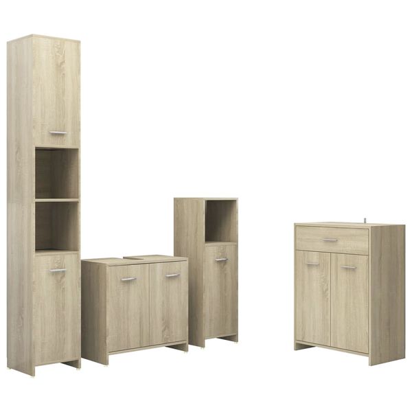 vidaXL 4 Piece Bathroom Furniture Set Sonoma Oak