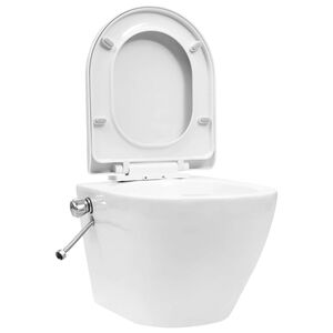 vidaXL Wall Hung Rimless Toilet with Bidet Function Ceramic White