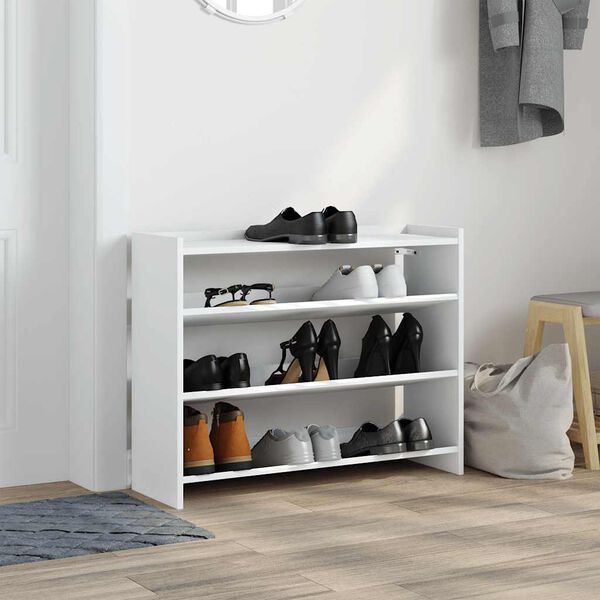 vidaXL Shoe Rack White 80x25x62 cm Engineered Wood