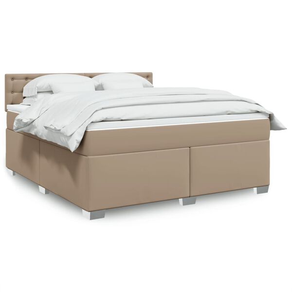 vidaXL Box Spring Bed with Mattress Cappuccino 180x200 cm Faux Leather