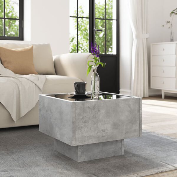 vidaXL Side Table with LED Concrete Grey 40x40x30 cm Engineered Wood