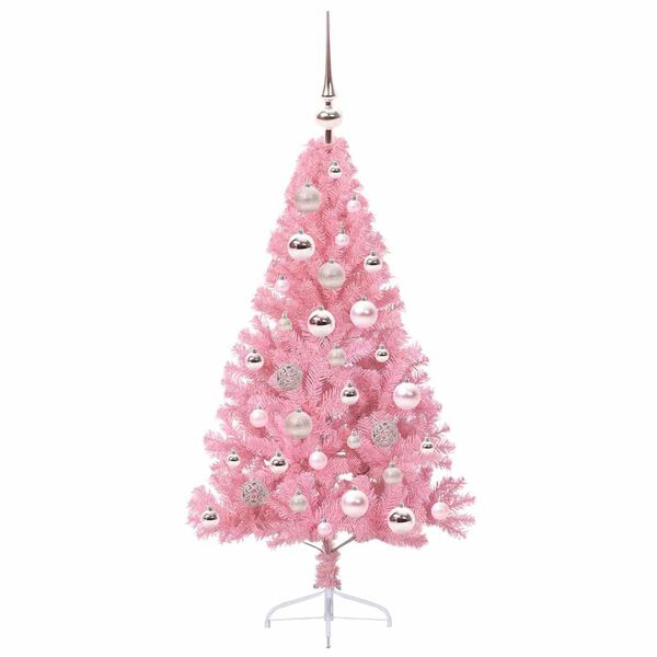 vidaXL Artificial Pre-lit Christmas Tree with 150 LEDs Pink 120 cm PVC