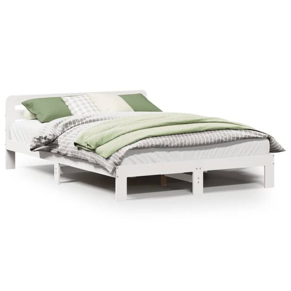 vidaXL Bed Frame without Mattress White 140x190 cm Solid Wood Pine