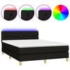 vidaXL Box Spring Bed with Mattress&LED Black 140x190cm Fabric