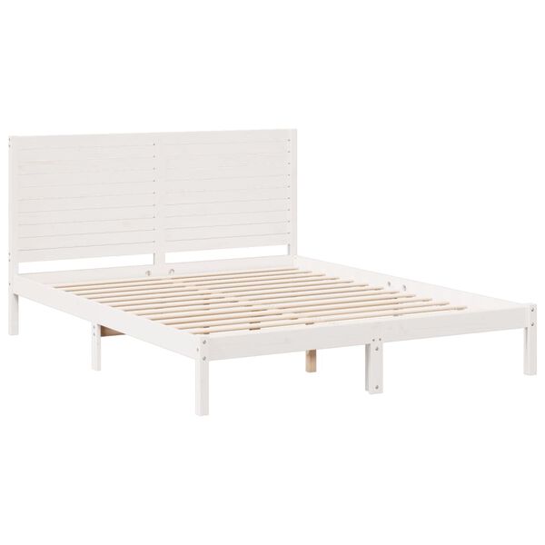 vidaXL Extra Long Bed Frame without Mattress White 160x220 cm Solid Wood