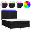 vidaXL Box Spring Bed with Mattress&LED Black 140x190 cm Fabric