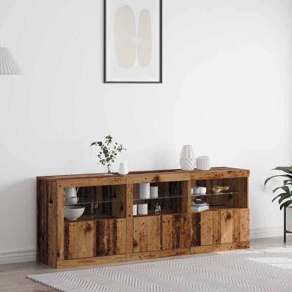 vidaXL LED Sideboard Old Wood 181 x 37 x 67 cm Engineered Wood