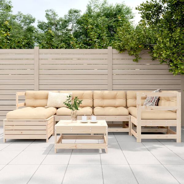 vidaXL 7 Piece Garden Sofa Set Solid Wood Pine