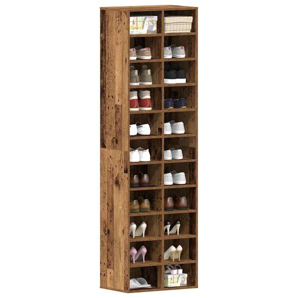 vidaXL Shoe Cabinet Old Wood 54x34x183 cm Engineered Wood