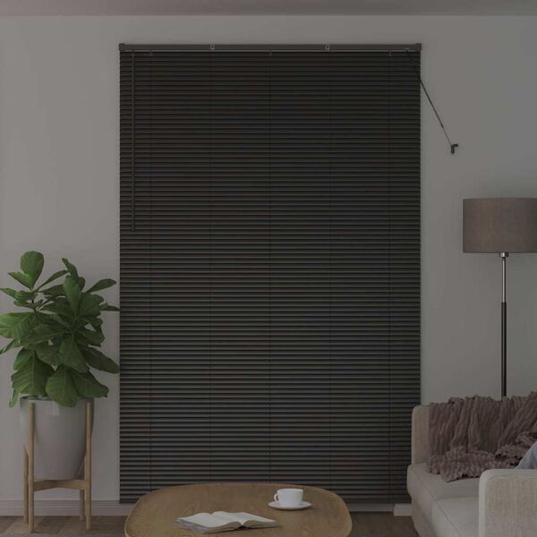 vidaXL Venetian Blinds Height Adjustable Black 220x150cm Aluminium