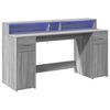 vidaXL Desk with LED Lights Grey Sonoma 160x55x91 cm Engineered Wood
