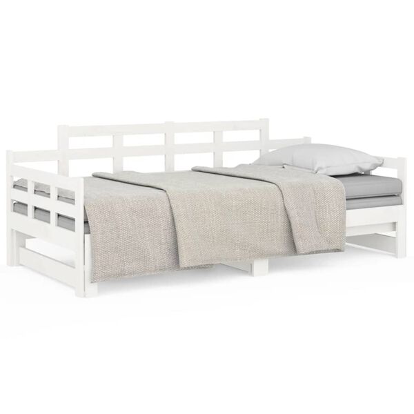 vidaXL Pull-out Day Bed without Mattress White 2x(90x200) cm