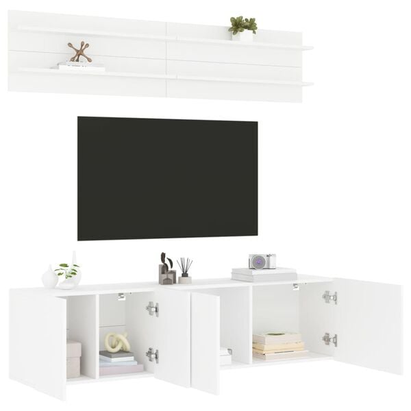 vidaXL | TV Wall Units | Wall-mounted 6 pcs white Engineered wood