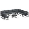 vidaXL Garden Sofa Set with Cushion 11 pcs Black Aluminium