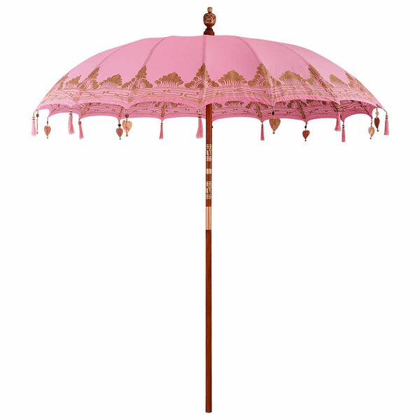 vidaXL Balinese Parasol Pink 215 x 215 x 260 cm Cotton and Wood