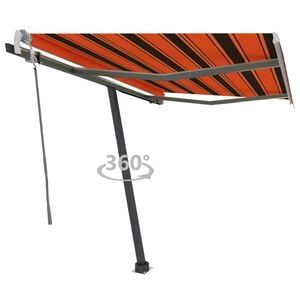 vidaXL Freestanding Manual Retractable Awning 300x250 cm Orange/Brown