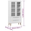 vidaXL Vitrine Cabinet MOLDE White 90x35x175 cm Solid Wood Pine