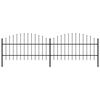 vidaXL Garden Fence with Spear Top Steel 359x100 cm Black