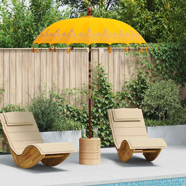 vidaXL Balinese Parasol Yellow (180-190) x 260 cm Cotton and Wood