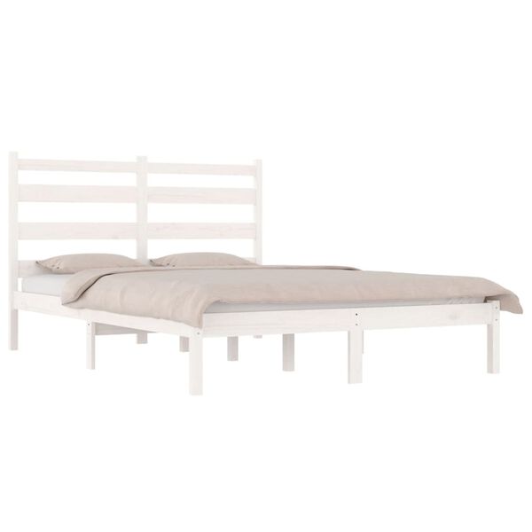 vidaXL Bed Frame without Mattress White Solid Wood Super King