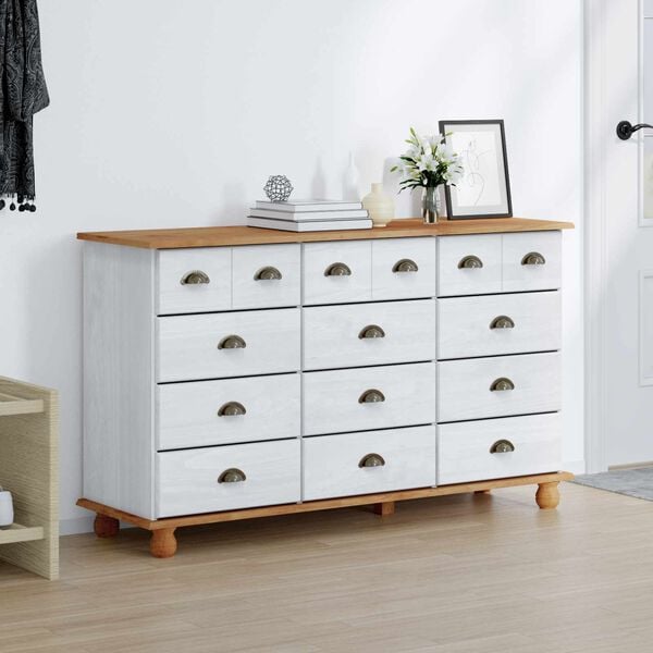 vidaXL Chest of Drawer ASKIM White 79 x 40 x 133.5 cm Solid Pine Wood