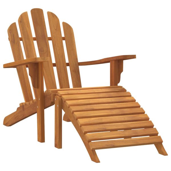 vidaXL Garden Adirondack Chair with Footrest Solid Wood Teak