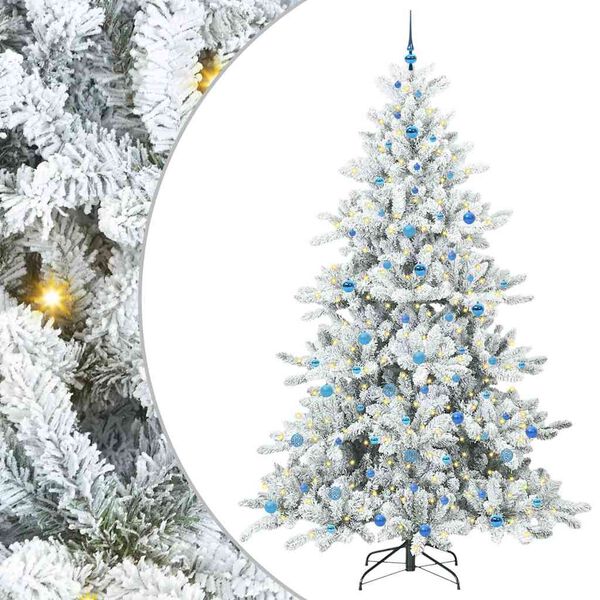 vidaXL Artificial Hinged Christmas Tree White 240 cm PVC and Steel