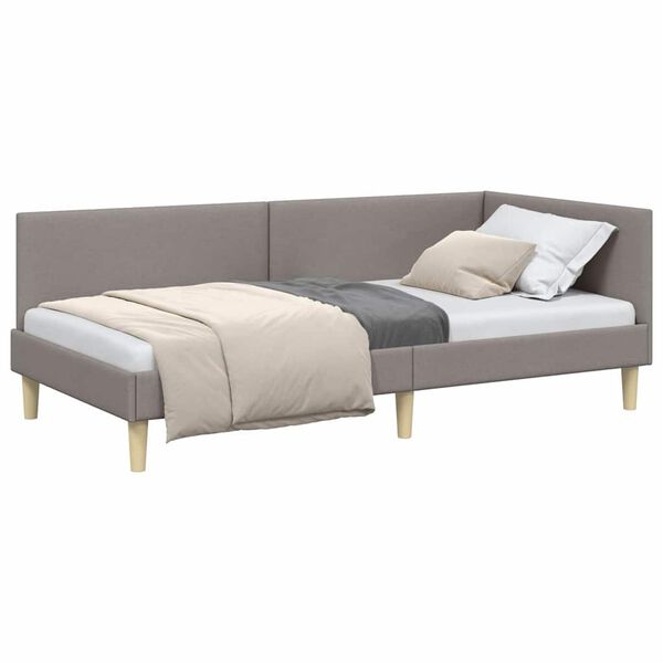 vidaXL Corner Bed Frame with Headboard Taupe 100 cm x 200 cm Velvet