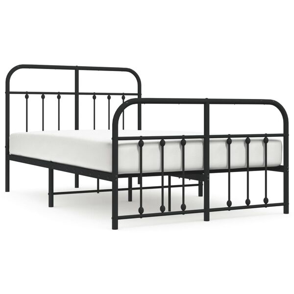 vidaXL Metal Bed Frame without Mattress with Footboard Black 120x190cm