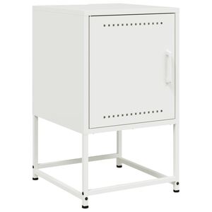 vidaXL Bedside Cabinet White 36x39x60.5 cm Steel