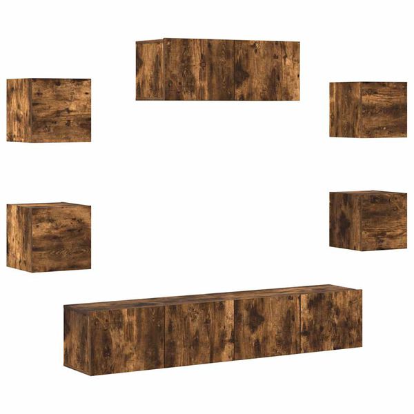 vidaXL 7 Piece TV Cabinet Set Smoked Oak Engineered Wood