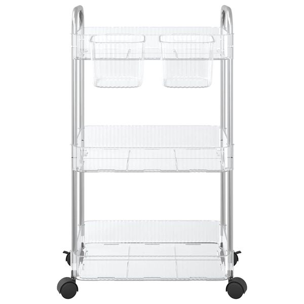 vidaXL Storage Trolley 3-Tier Transparent 37x28x68 cm Acrylic