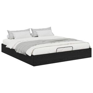 vidaXL Ottoman Bed Frame Black Oak 203 x 180 x 25 cm Chipboard