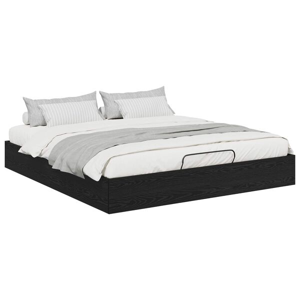 vidaXL Ottoman Bed Frame Black Oak 203 x 180 x 25 cm Chipboard