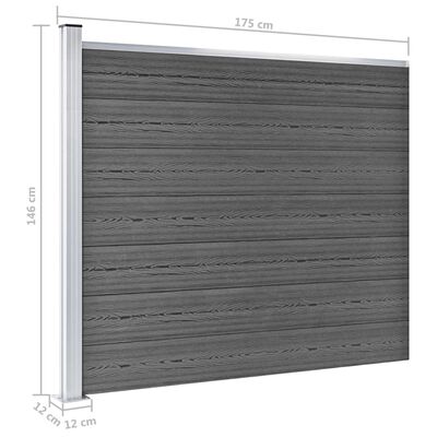 vidaXL Fence Panel Set WPC 699x146 cm Black