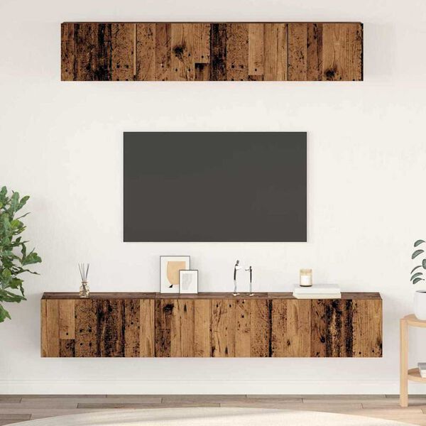 vidaXL TV Cabinet Set Wall-mounted 5 pcs Old Wood Engineered Wood