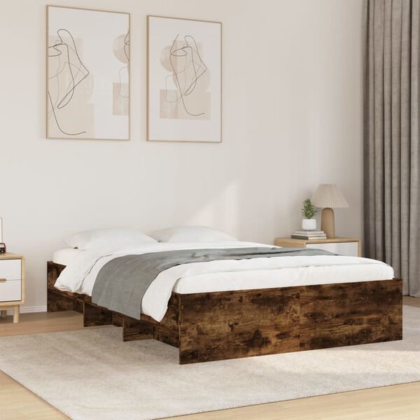 vidaXL Bed Frame without Mattress Smoked Oak 120x190 cm Small Double Engineered Wood