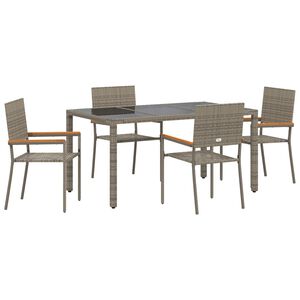 vidaXL Garden Dining Set 5 pcs Grey Poly Rattan