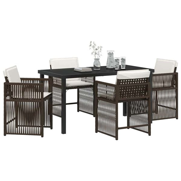 vidaXL Garden Dining Set 5 pcs Brown Poly Rattan