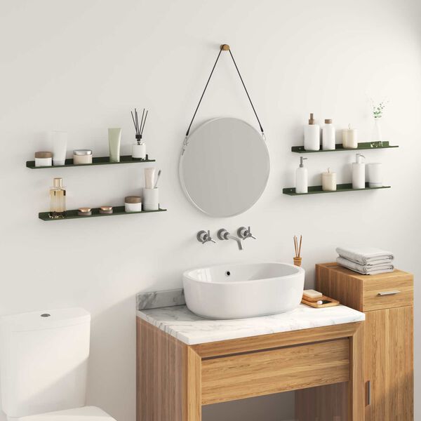 vidaXL Floating Shelf 4 pcs Olive Green 60 x 8.5 x 2.5 cm Steel